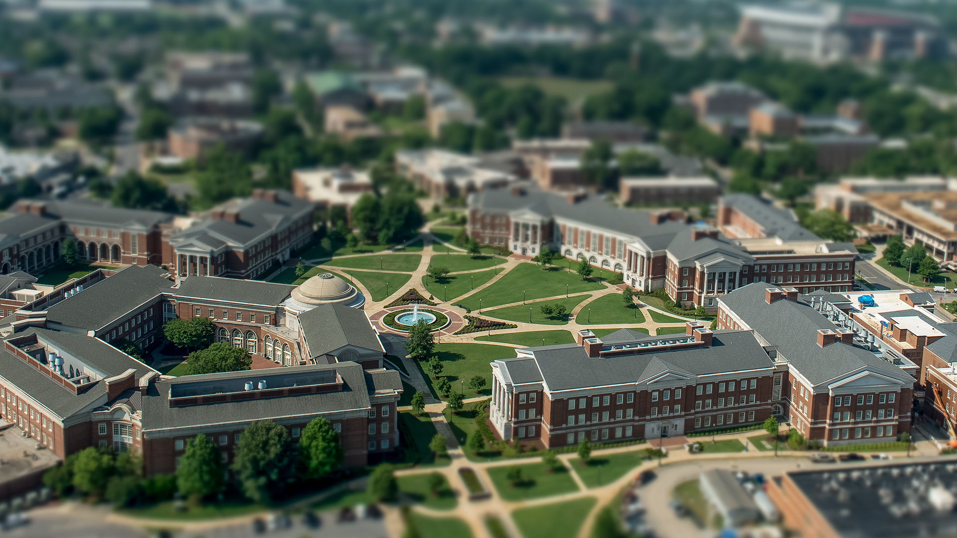 Tilt shift photo of the Engineering campus area