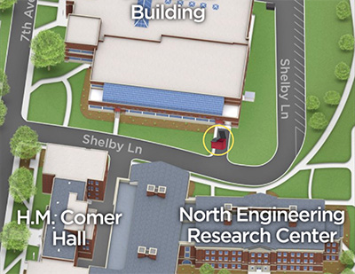 map with dumpster circled